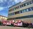 Warnstreik und Menschenkette Witzenmann und Saacke